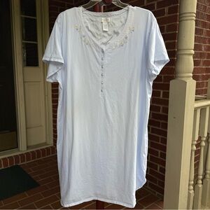 Liz Claiborne Light Blue 100% Cotton Short Sleeve Gown Size 2X
